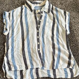 Style & Co. Blue and Dark Grey Striped Top